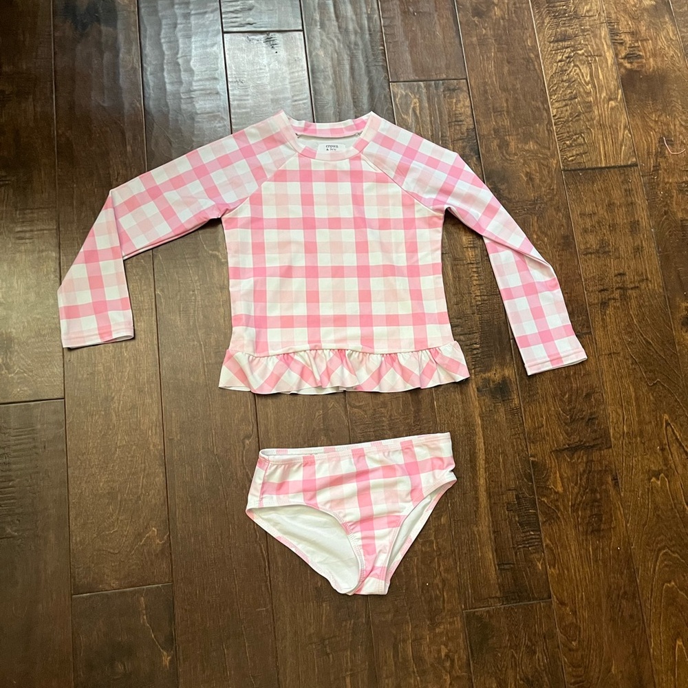 Pink Gingham Kids Swim Set